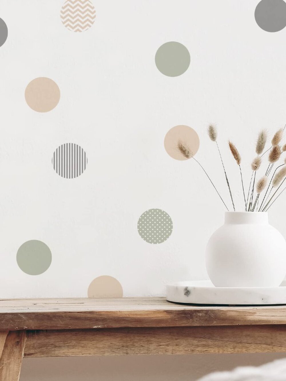 Boho Polka Dot Wall Decals for Kids Playroom, Peel and Stick